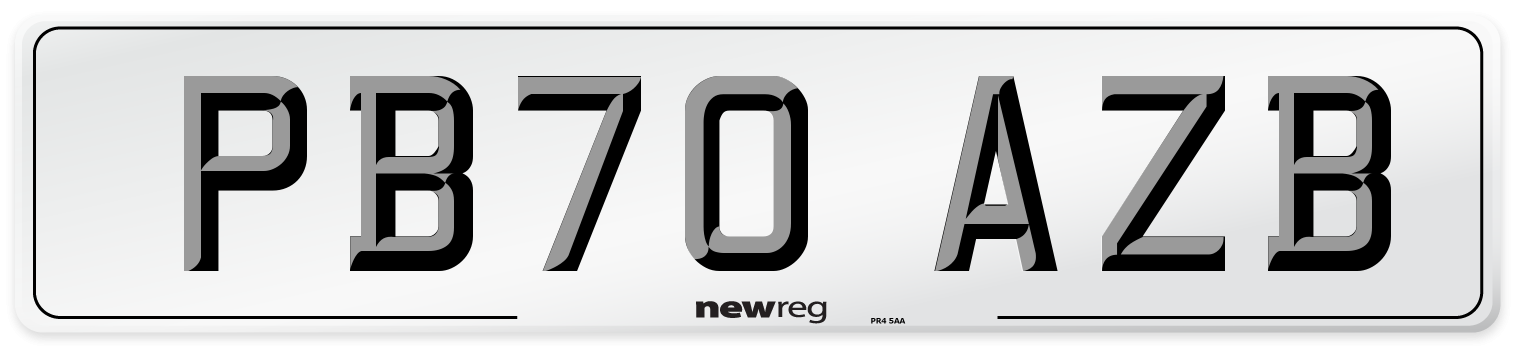 PB70 AZB Number Plate from New Reg